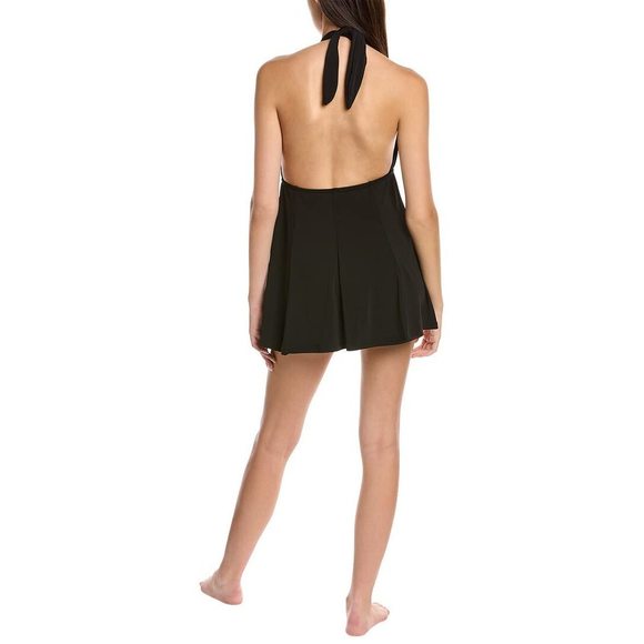 Athena Draped Bra Sized Halter Swim Dress � Tummy Control Swimsuit � Black, 14, - Picture 2 of 2